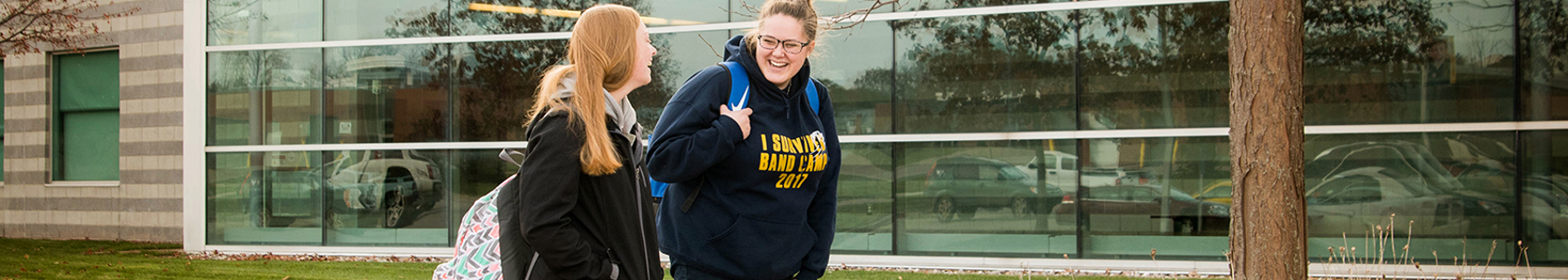 Dual Enrollment students walking outdoors