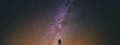 Stargazer looking at night sky