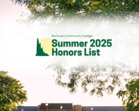 summer 2025 honors list graphic with photo of the Donald C. Burns Administration Building