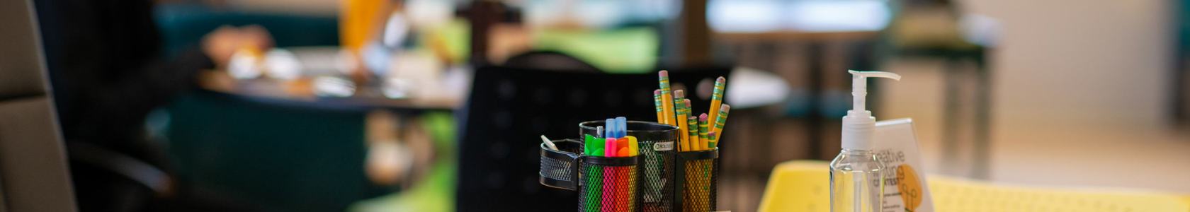 writing supplies on a desk