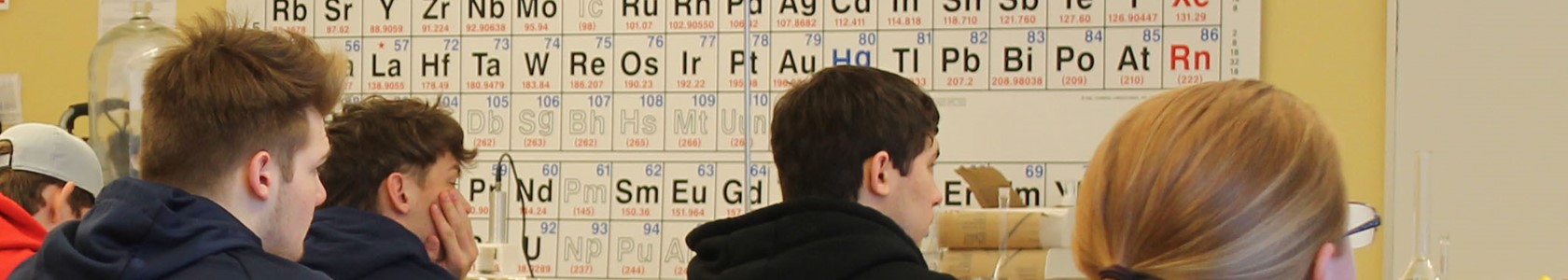 students sitting in a chemistry class.