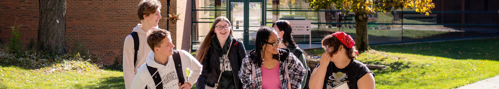 Photo of Early College Students walking together as a group.